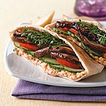 Juicy portobello and white bean hummus pitas