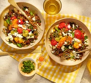 Juicy roast tomatoes with spiced lentils & feta