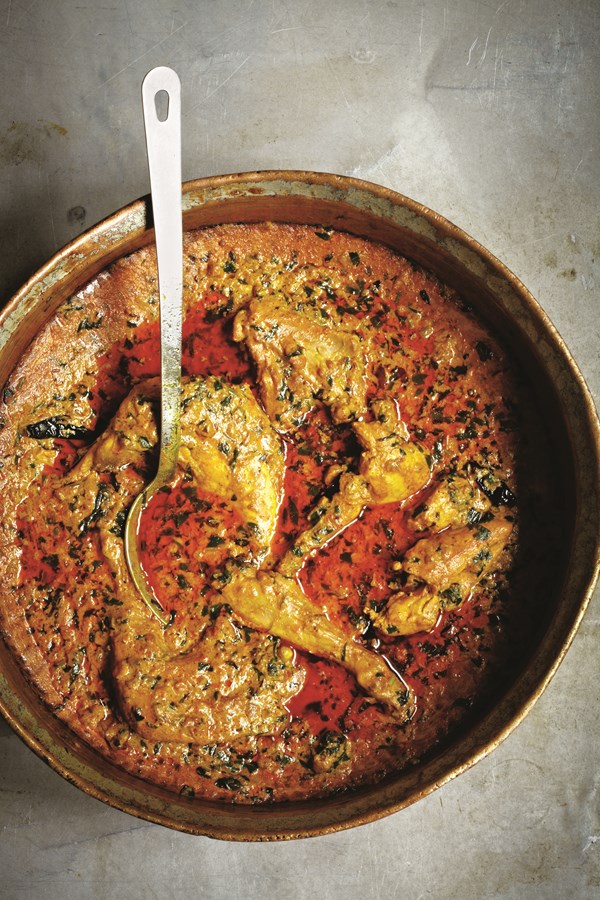 Jungle curry of guinea fowl with fresh fenugreek
