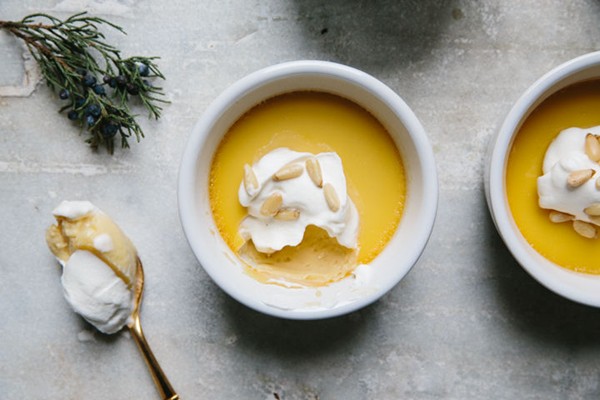 Juniper and honey pots de crème