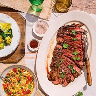 Juniper-marinated bison flank steak