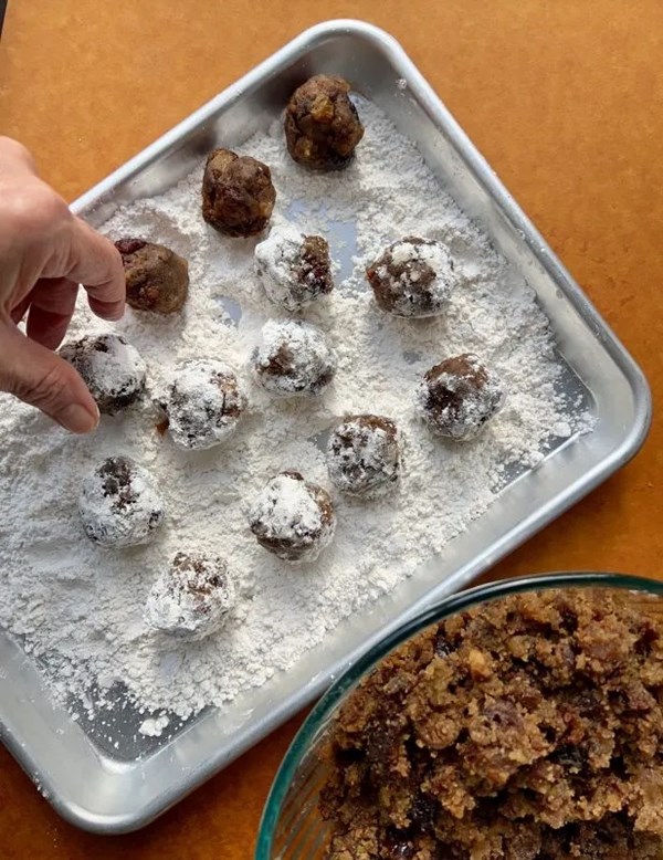 Just-a-bite of almond fruitcake