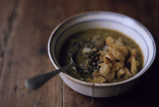 Kabocha French lentil soup