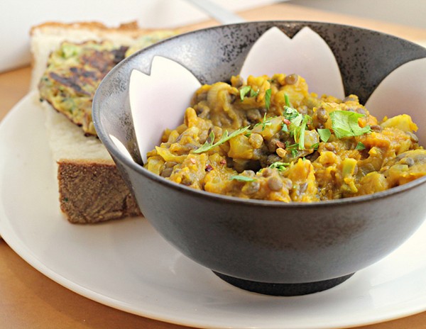 Kabocha French lentil soup