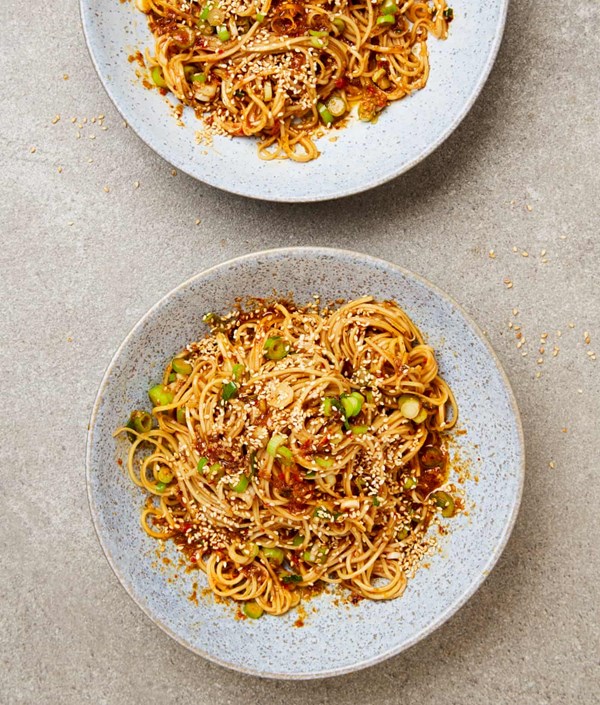 Kalbi butter noodles with spring onions