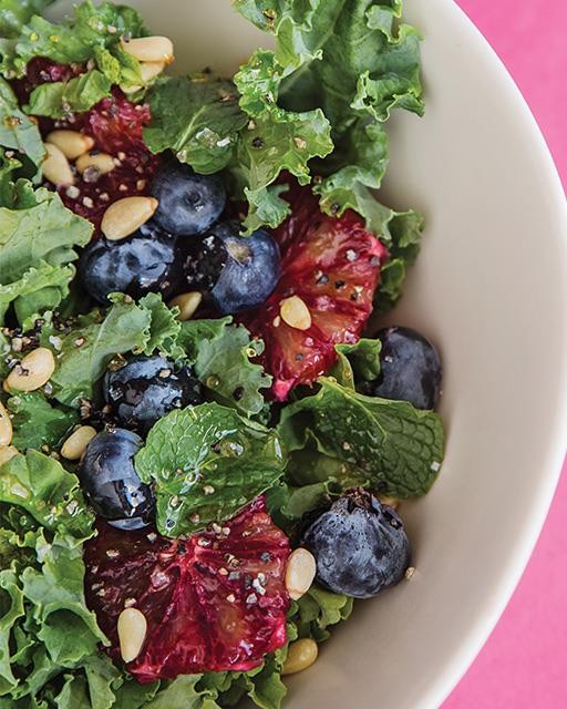 Kale & blueberry salad with citrus & honey