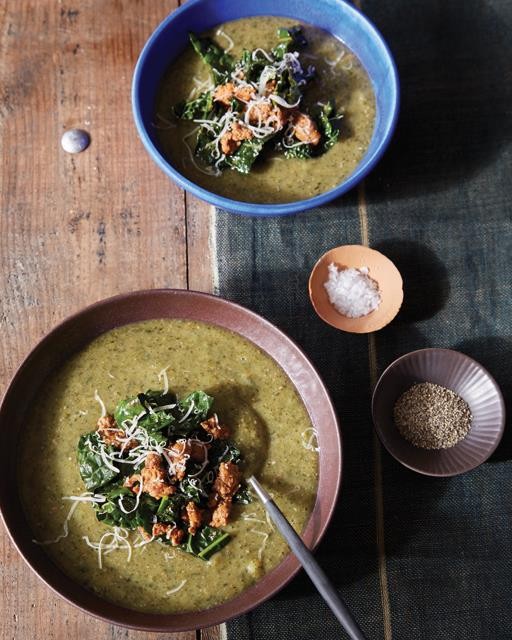 Kale & potato soup with sausage & Parmesan