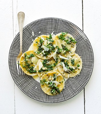 Kale & ricotta ravioli