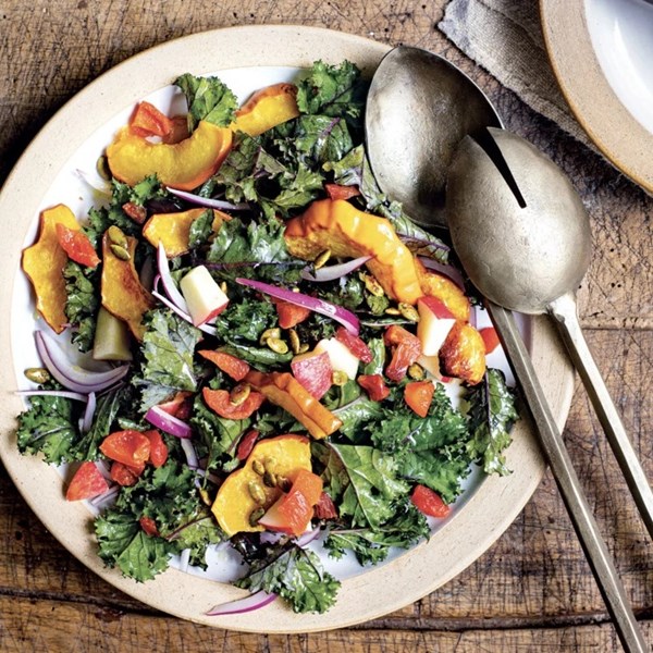 Kale & roasted squash salad with maple vinaigrette