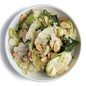 Kale and almond Brussels sprout salad
