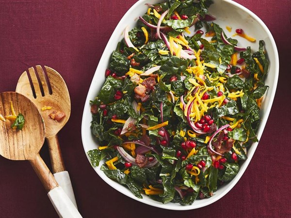 Kale and butternut squash salad with warm bacon vinaigrette 
