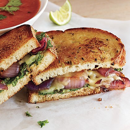Kale and caramelized onion grilled cheese