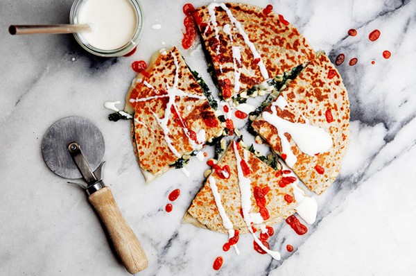 Kale and corn quesadillas