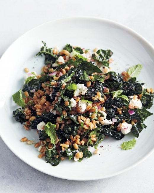 Kale and farro salad with feta