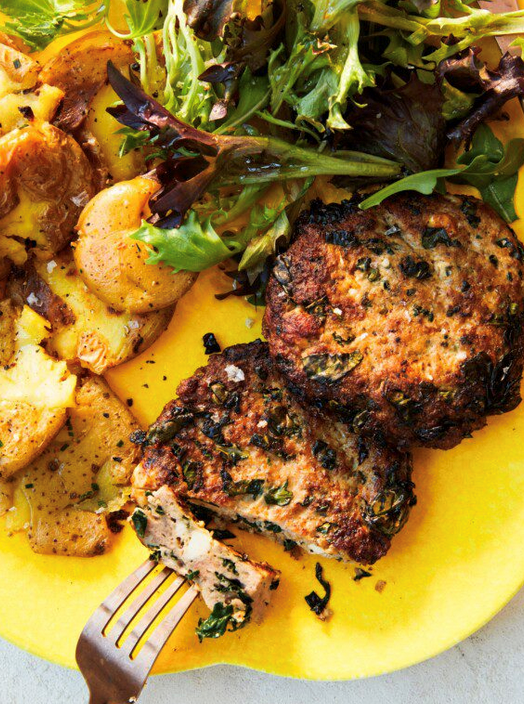 Kale and feta turkey burgers