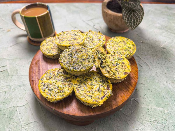 Kale and mushroom egg bites