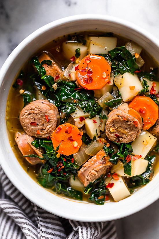 Kale and potato soup with turkey sausage