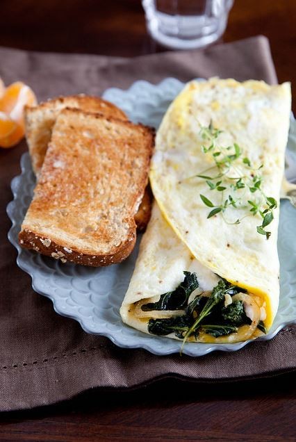 Kale and ricotta omelets