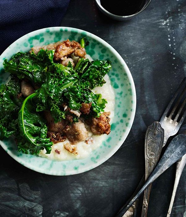 Kale and sausage risotto