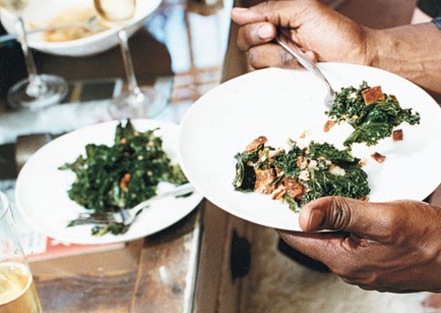 Kale and smoked bacon salad with Zinfandel vinaigrette