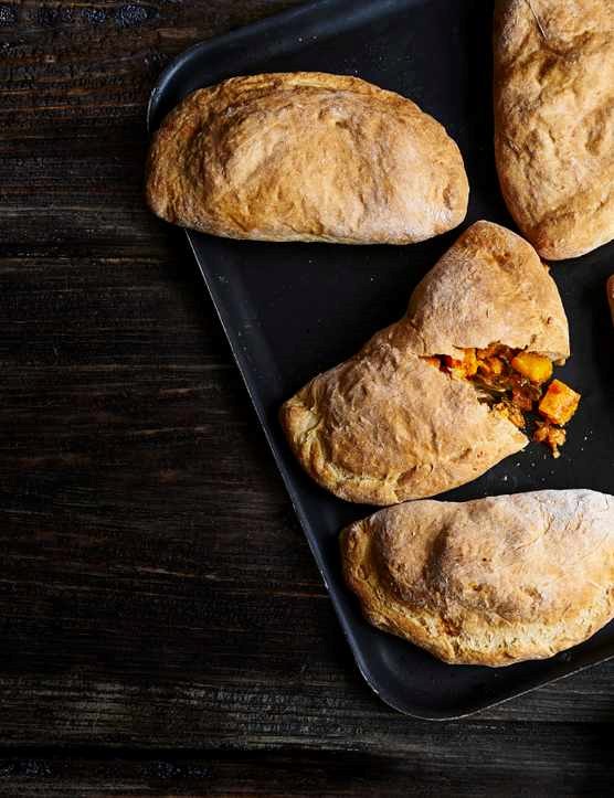 Kale and squash calzones