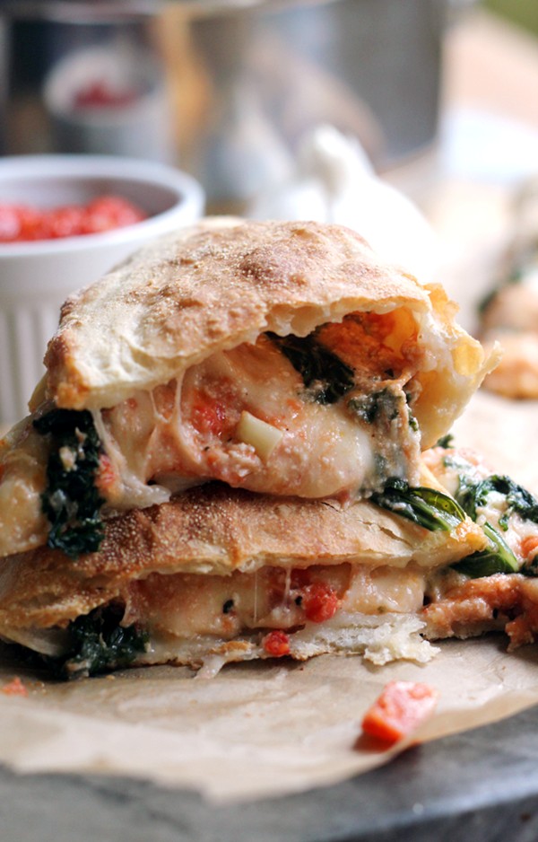 Kale and three cheese calzones