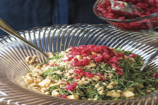 Kale, apple, walnut, and sumac-onion tabbouleh