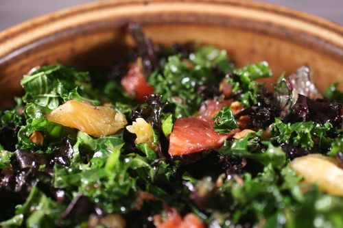 Kale, blood orange and hazelnut salad