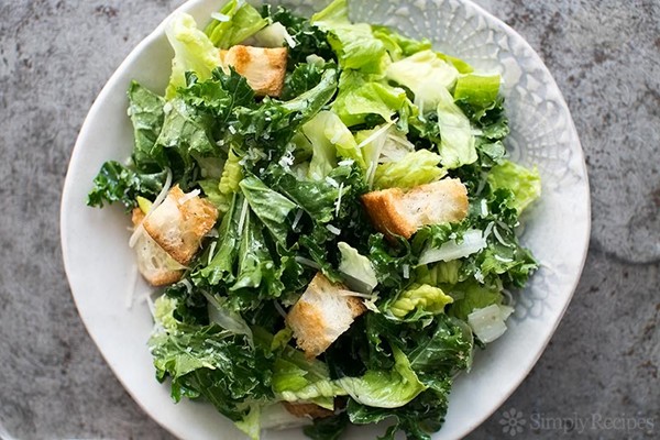 Kale Caesar salad with creamy Parmesan dressing