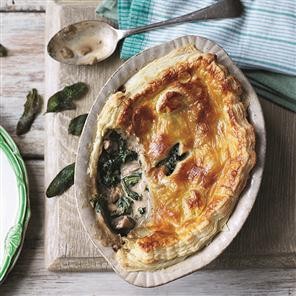 Kale, chestnut and mushroom pie