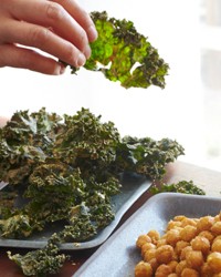 Kale chips with almond butter and miso