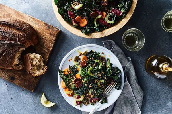 Kale, chorizo & lentil salad