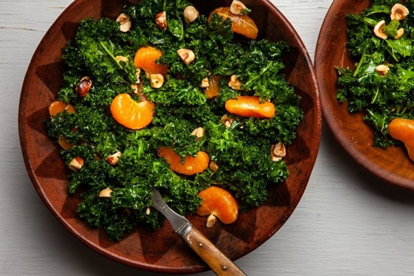 Kale, clementine and hazelnut salad