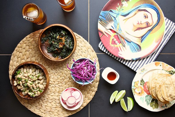 Kale coconut and white bean tostadas
