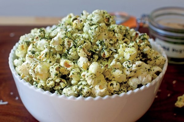 Kale-dusted pecorino popcorn