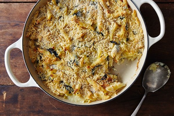 Kale macaroni and cheese in homage to Woodbury Kitchen