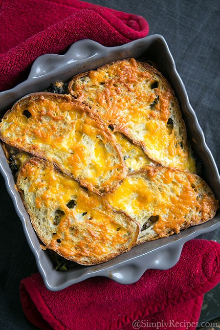 Kale, mushroom, and cheddar bake