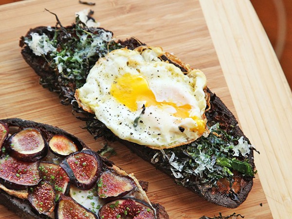 Kale, Parmesan, and fried egg tartine