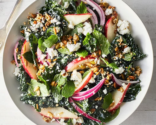 Kale, pear & feta salad