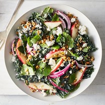 Kale, pear, and feta salad