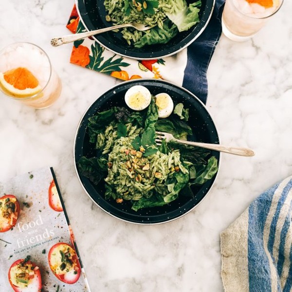 Kale pesto pasta salad