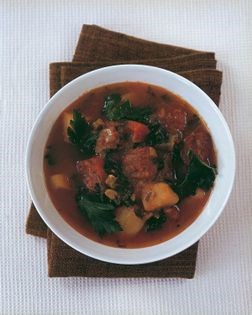 Kale, potato, chorizo and garlic soup