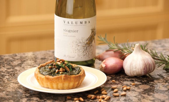 Kale, preserved lemon and pine nut tart