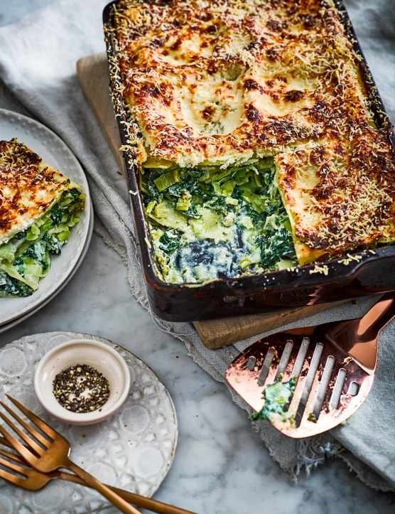 Kale, ricotta and leek lasagne