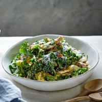 Kale salad with anchovy dressing, artichokes and pecorino