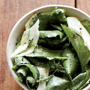 Kale salad with creamy peppercorn dressing