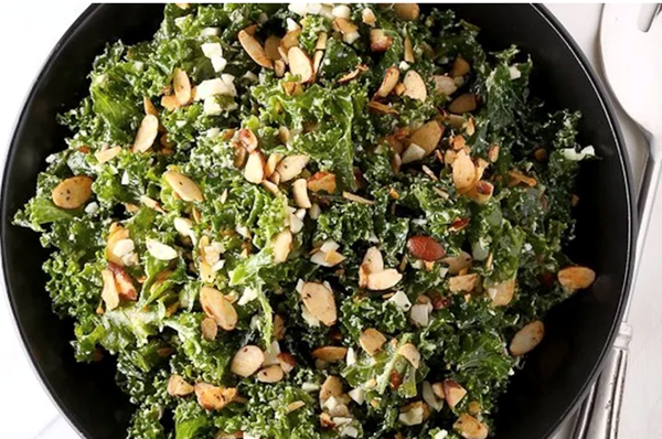  Kale salad with minced egg and spiced almonds 
