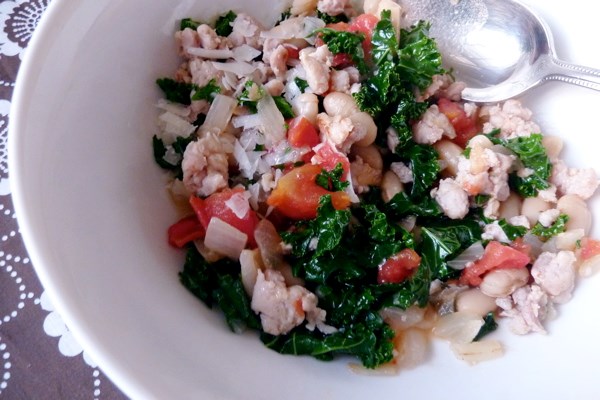 Kale, sausage, and white bean stew