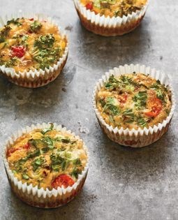 Kale, scallion, and tomato egg muffins