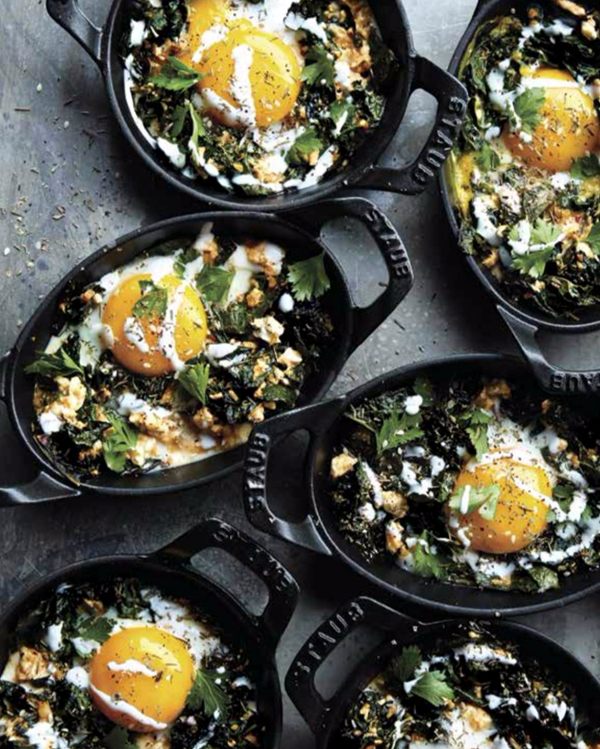 Kale shakshuka with garlic, feta, and lemon [Molly Yeh]